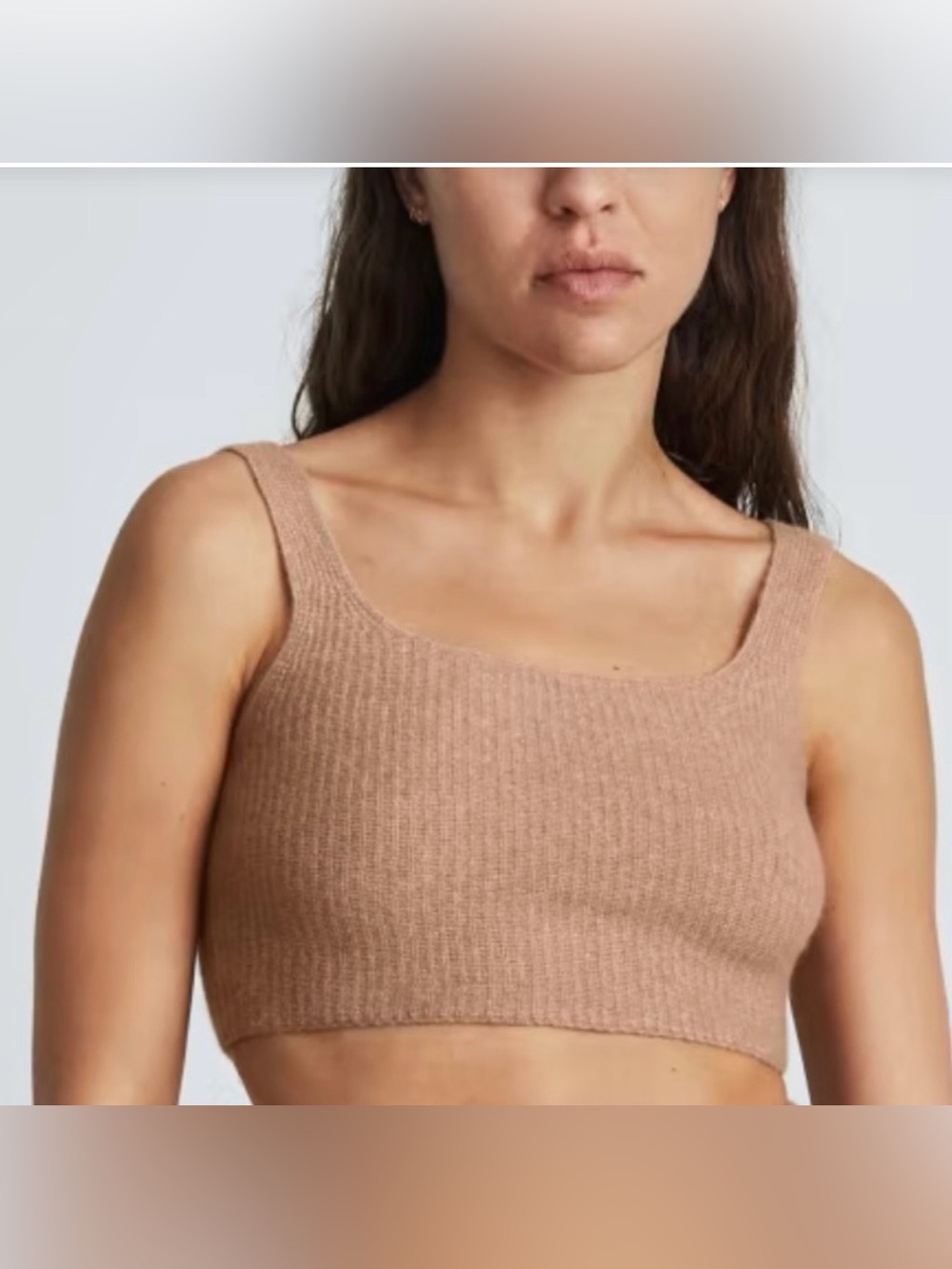 Everlane Ribbed Square-Neck Tank Top in Light Brown